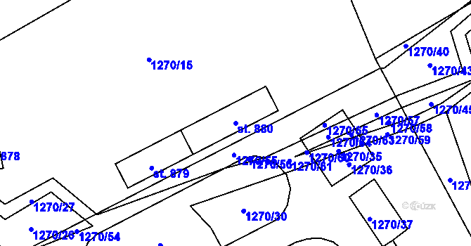 Parcela st. 880 v KÚ Kryry, Katastrální mapa