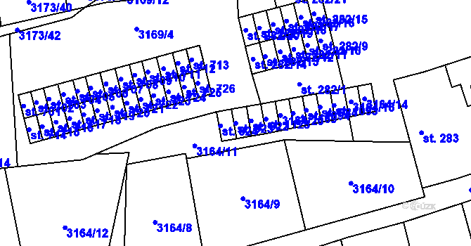 Parcela st. 923 v KÚ Kryry, Katastrální mapa