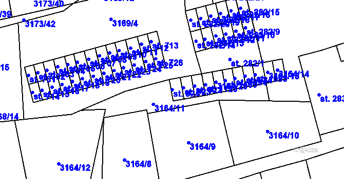 Parcela st. 924 v KÚ Kryry, Katastrální mapa