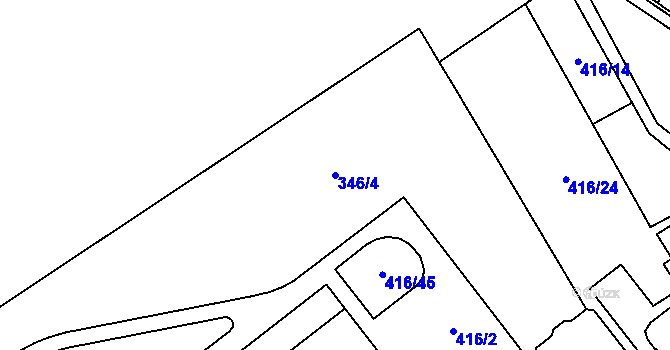 Parcela st. 346/4 v KÚ Kryry, Katastrální mapa