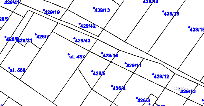 Parcela st. 429/18 v KÚ Kryry, Katastrální mapa