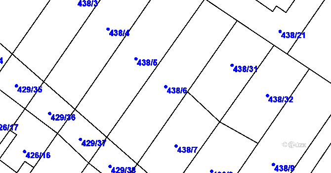 Parcela st. 438/6 v KÚ Kryry, Katastrální mapa
