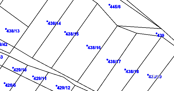 Parcela st. 438/16 v KÚ Kryry, Katastrální mapa