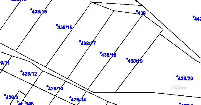 Parcela st. 438/18 v KÚ Kryry, Katastrální mapa