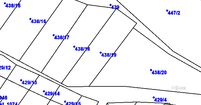 Parcela st. 438/19 v KÚ Kryry, Katastrální mapa