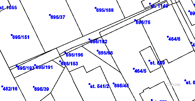 Parcela st. 695/66 v KÚ Kryry, Katastrální mapa