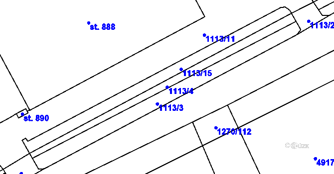 Parcela st. 1113/4 v KÚ Kryry, Katastrální mapa