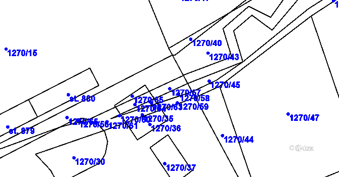 Parcela st. 1270/57 v KÚ Kryry, Katastrální mapa