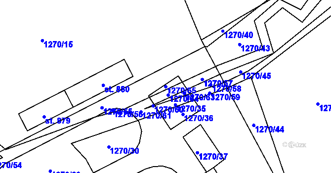 Parcela st. 1270/65 v KÚ Kryry, Katastrální mapa