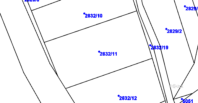 Parcela st. 2832/11 v KÚ Kryry, Katastrální mapa