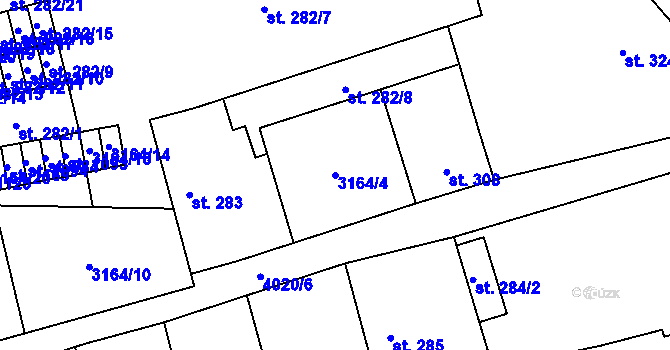 Parcela st. 3164/4 v KÚ Kryry, Katastrální mapa