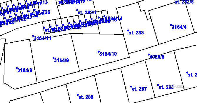 Parcela st. 3164/10 v KÚ Kryry, Katastrální mapa