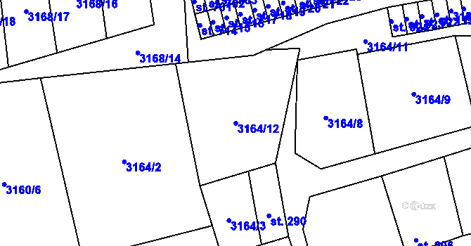 Parcela st. 3164/12 v KÚ Kryry, Katastrální mapa