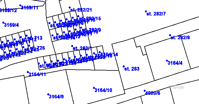 Parcela st. 3164/14 v KÚ Kryry, Katastrální mapa