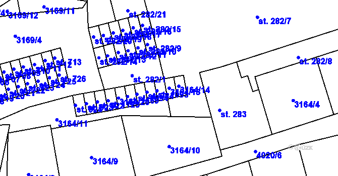Parcela st. 3164/15 v KÚ Kryry, Katastrální mapa
