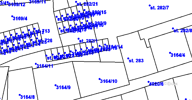 Parcela st. 3164/16 v KÚ Kryry, Katastrální mapa