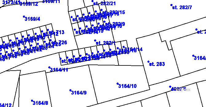 Parcela st. 3164/18 v KÚ Kryry, Katastrální mapa