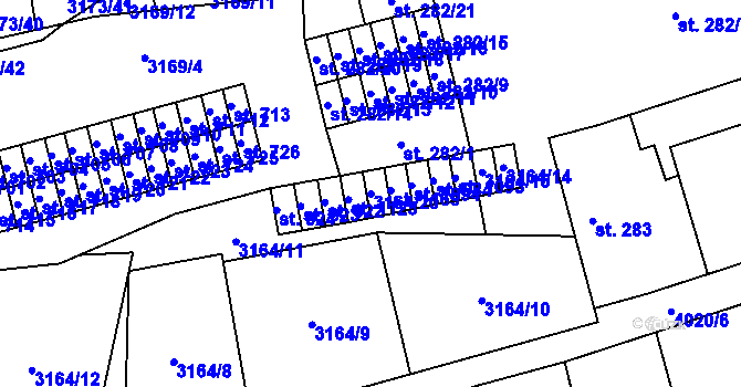 Parcela st. 3164/20 v KÚ Kryry, Katastrální mapa