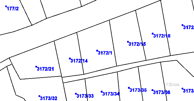 Parcela st. 3172/1 v KÚ Kryry, Katastrální mapa