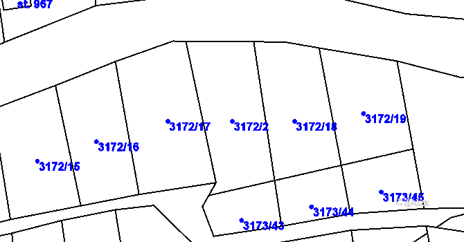 Parcela st. 3172/2 v KÚ Kryry, Katastrální mapa