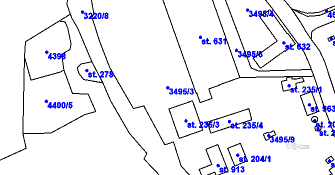 Parcela st. 3495/3 v KÚ Kryry, Katastrální mapa