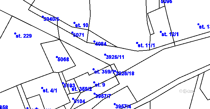Parcela st. 3926/11 v KÚ Kryry, Katastrální mapa