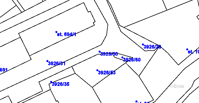 Parcela st. 3926/30 v KÚ Kryry, Katastrální mapa