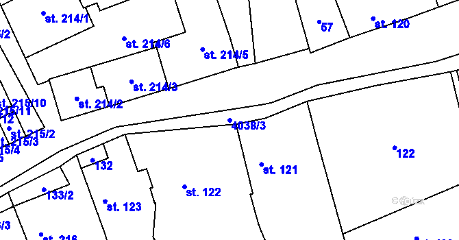 Parcela st. 4038/3 v KÚ Kryry, Katastrální mapa