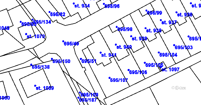 Parcela st. 941 v KÚ Kryry, Katastrální mapa