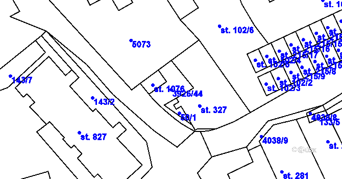 Parcela st. 3926/44 v KÚ Kryry, Katastrální mapa