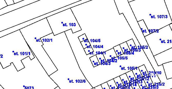 Parcela st. 104/4 v KÚ Kryry, Katastrální mapa