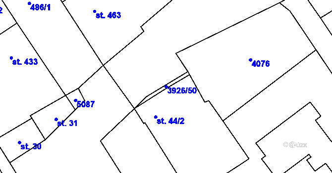 Parcela st. 3926/50 v KÚ Kryry, Katastrální mapa