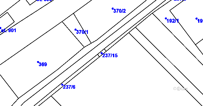 Parcela st. 237/15 v KÚ Kryry, Katastrální mapa