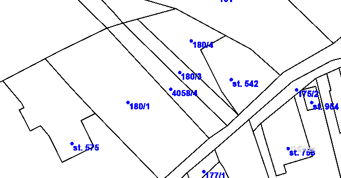 Parcela st. 4058/4 v KÚ Kryry, Katastrální mapa