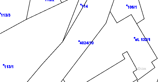 Parcela st. 4024/10 v KÚ Kryry, Katastrální mapa