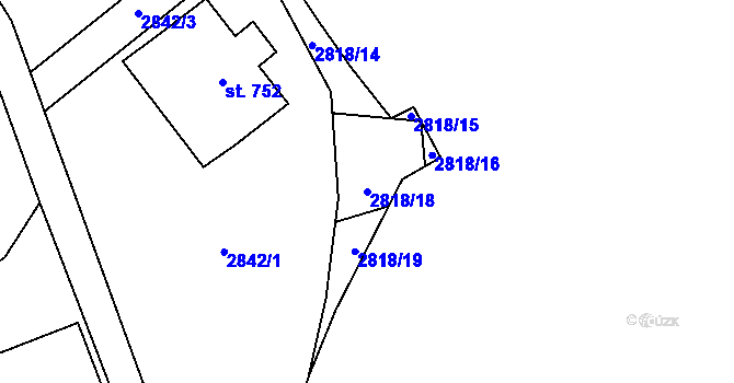 Parcela st. 2818/18 v KÚ Kryry, Katastrální mapa
