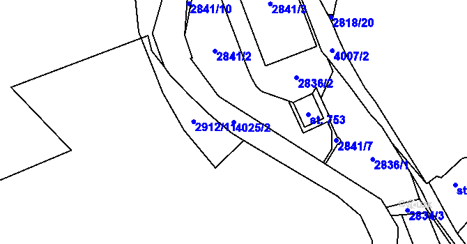Parcela st. 4025/2 v KÚ Kryry, Katastrální mapa