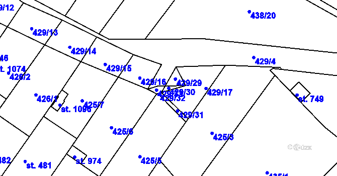 Parcela st. 429/30 v KÚ Kryry, Katastrální mapa