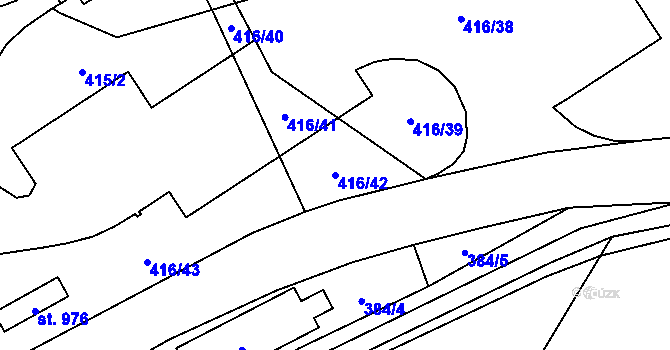 Parcela st. 416/42 v KÚ Kryry, Katastrální mapa