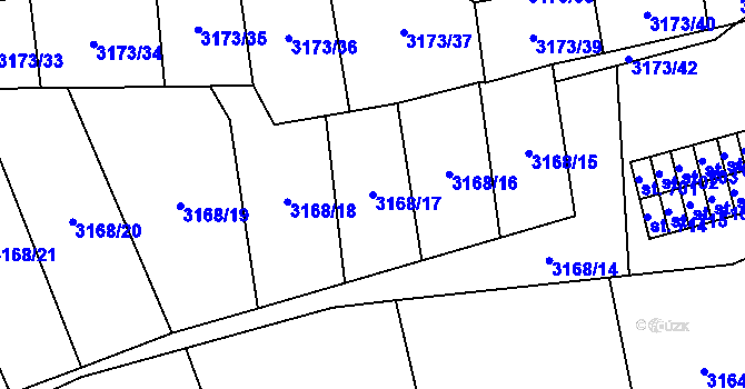 Parcela st. 3168/17 v KÚ Kryry, Katastrální mapa