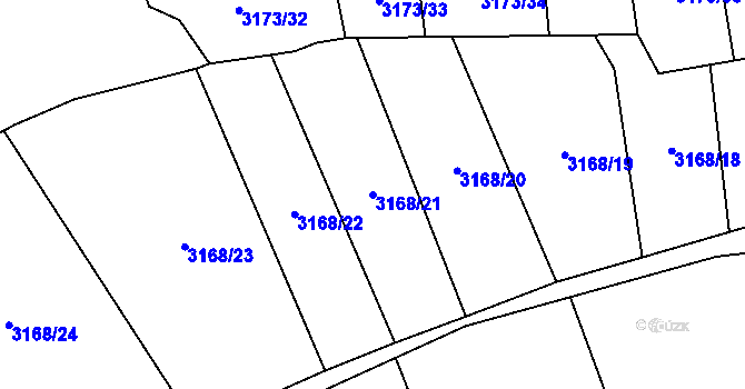 Parcela st. 3168/21 v KÚ Kryry, Katastrální mapa