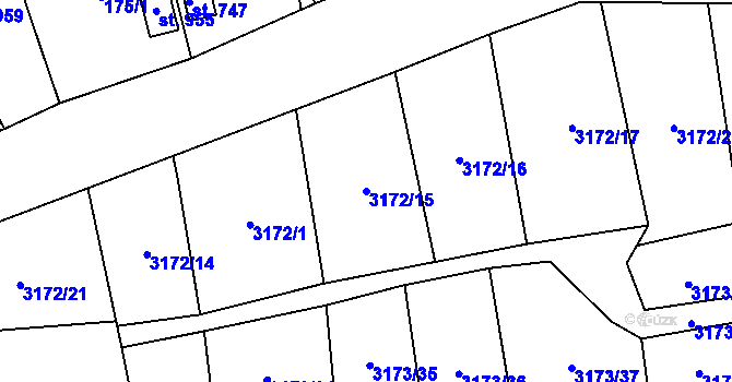 Parcela st. 3172/15 v KÚ Kryry, Katastrální mapa