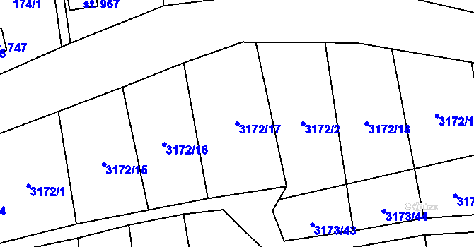 Parcela st. 3172/17 v KÚ Kryry, Katastrální mapa