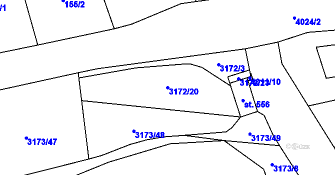Parcela st. 3172/20 v KÚ Kryry, Katastrální mapa
