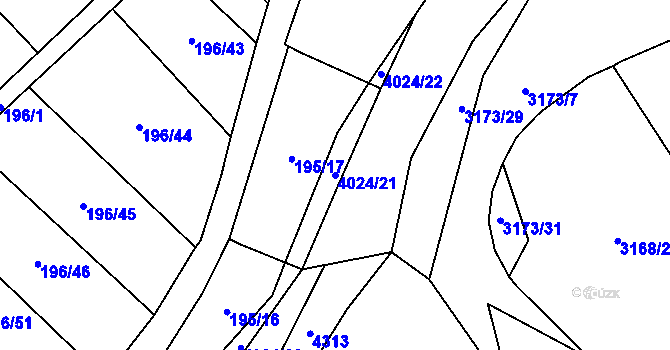 Parcela st. 4024/21 v KÚ Kryry, Katastrální mapa