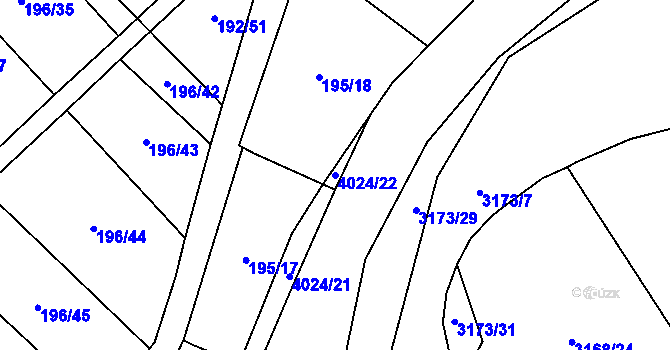 Parcela st. 4024/22 v KÚ Kryry, Katastrální mapa