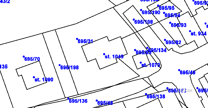 Parcela st. 1049 v KÚ Kryry, Katastrální mapa