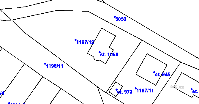 Parcela st. 1058 v KÚ Kryry, Katastrální mapa