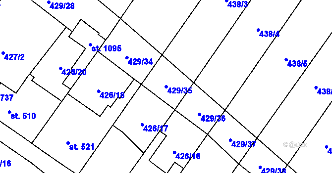 Parcela st. 429/35 v KÚ Kryry, Katastrální mapa