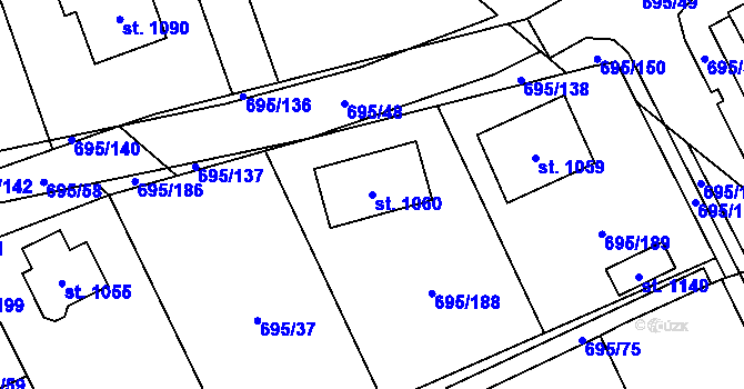 Parcela st. 1060 v KÚ Kryry, Katastrální mapa